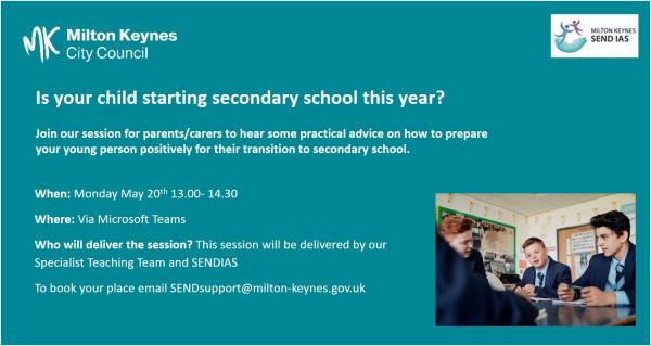 Is your child starting secondary school parent workshop poster