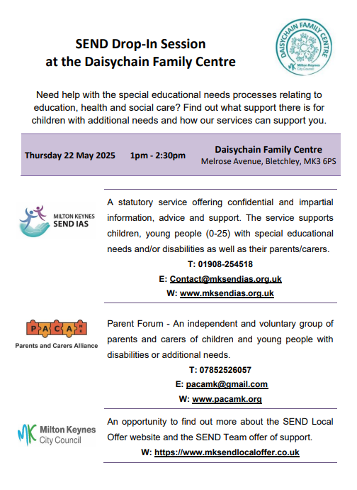 SEND Drop In information poster