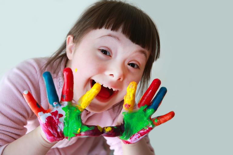 girl with painted hands