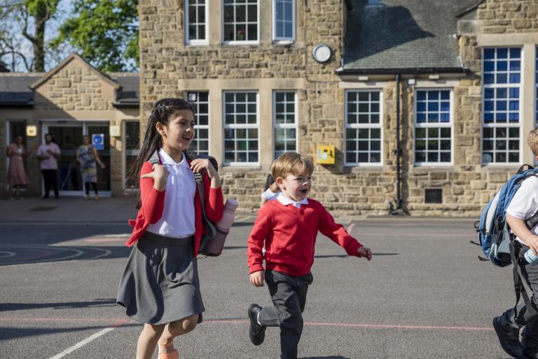 Children outside a school